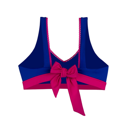 Sweet Treat Elegance Mastectomy Bikini Top - Deep Blue/Rich Pink