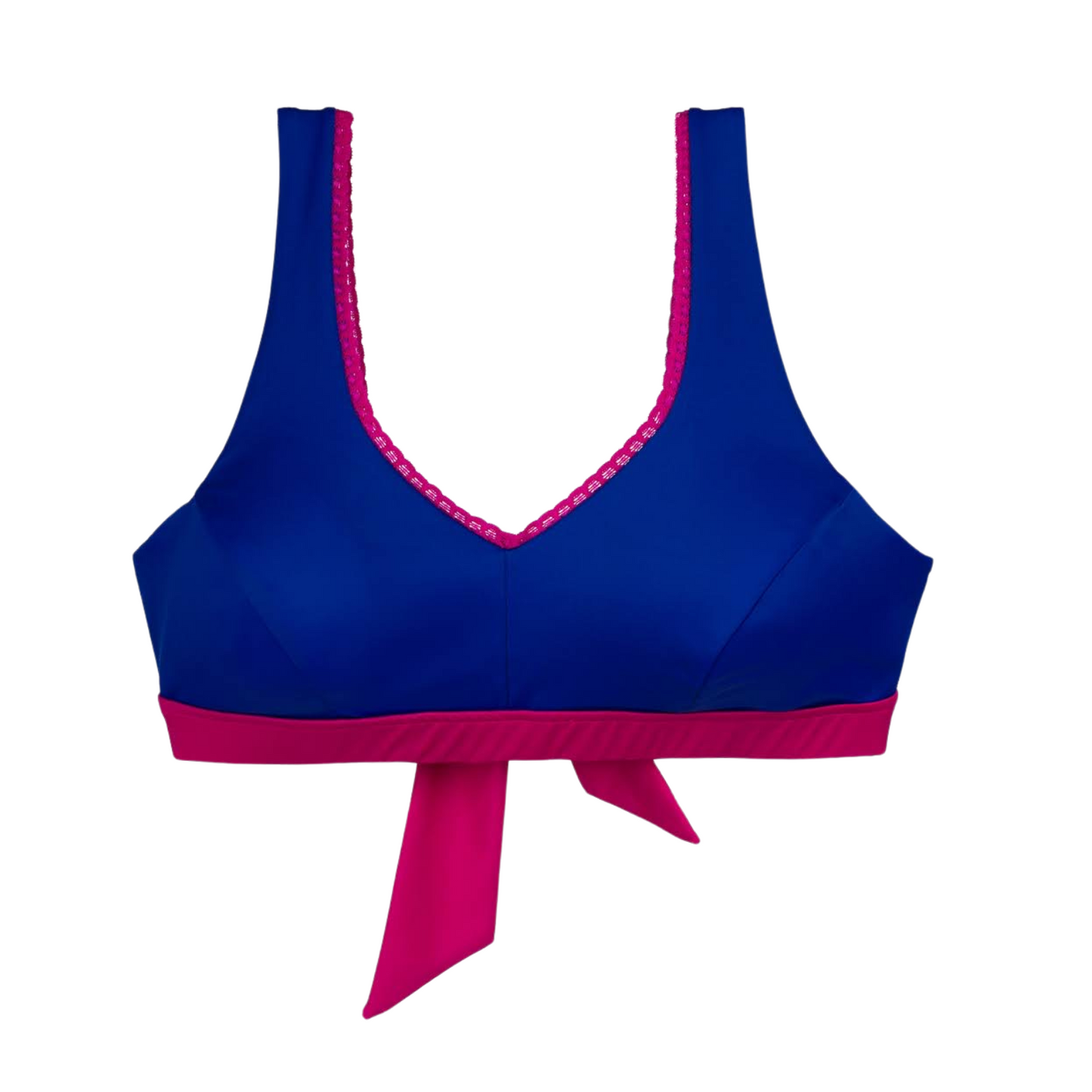 Sweet Treat Elegance Mastectomy Bikini Top - Deep Blue/Rich Pink