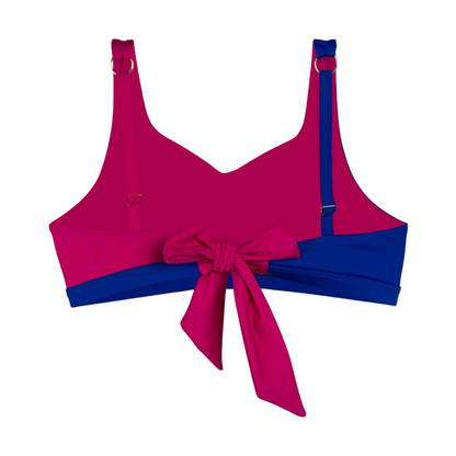 Two-Tone Twister Mastectomy Bikini Top - Deep Blue/Rich Pink