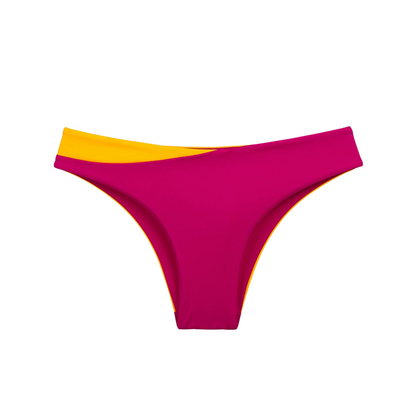 Two-Tone Twister Bikini Bottom  - Rich Pink/Ochre Yellow