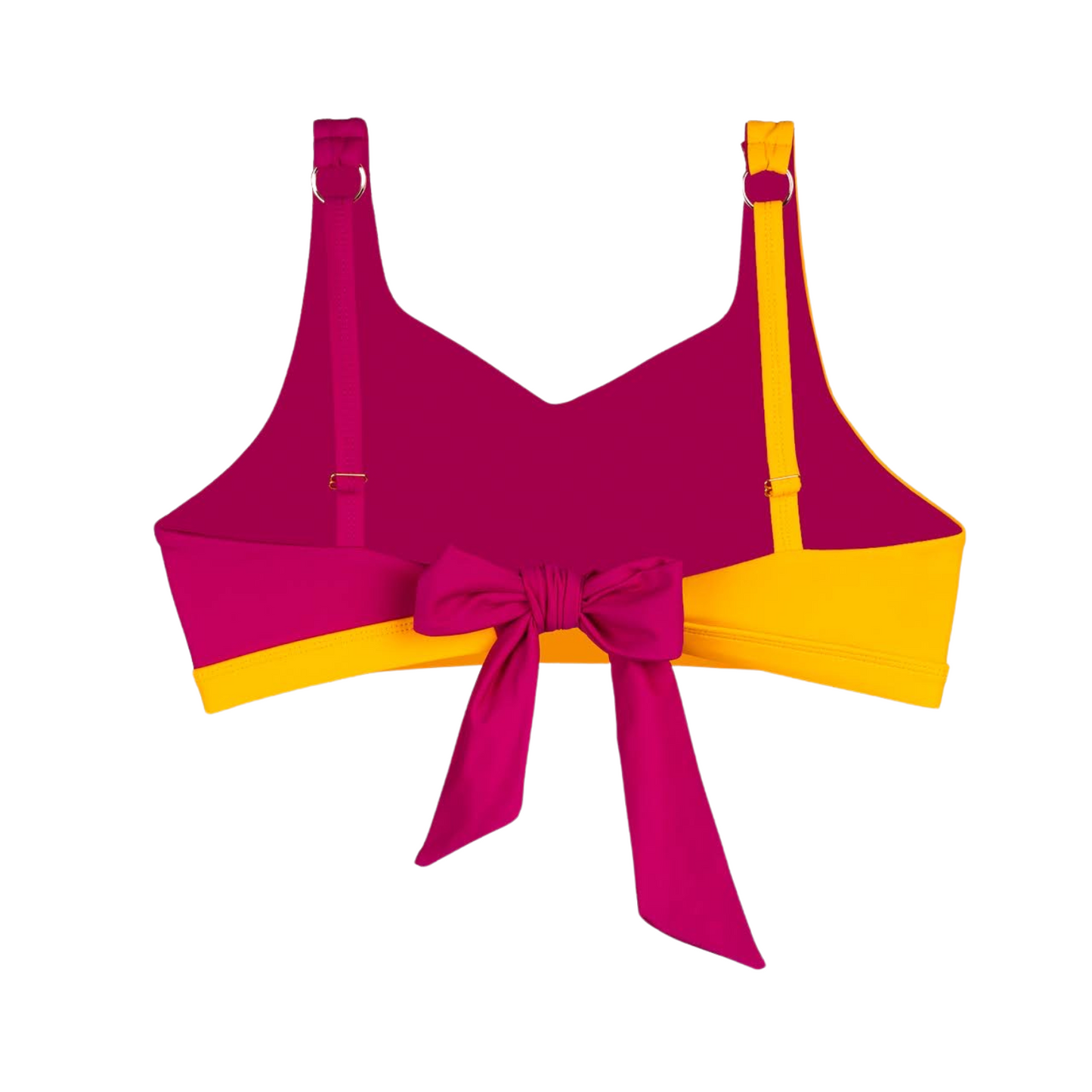 Two-Tone Twister Mastectomy Bikini Top - Rich Pink/Ochre Yellow